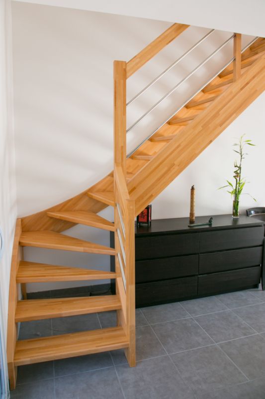 escalier quart tournant bois et inox
