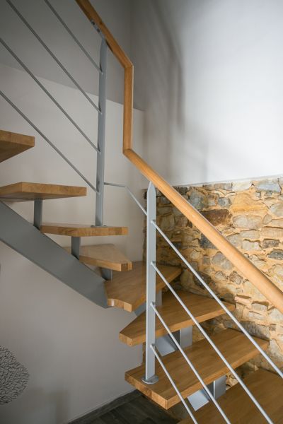 ESCALIER deux quarts tournants - LIMON CENTRAL METAL - MARCHES CHÊNE - Côté ESCALIER - BAYONNE